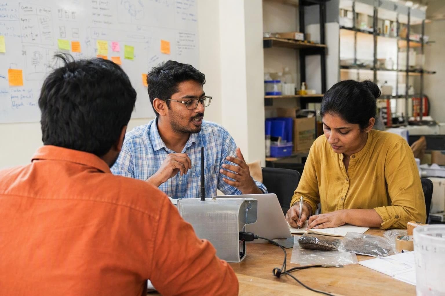 A multidisciplinary Infarmsys team collaborating around prototypes and field samples