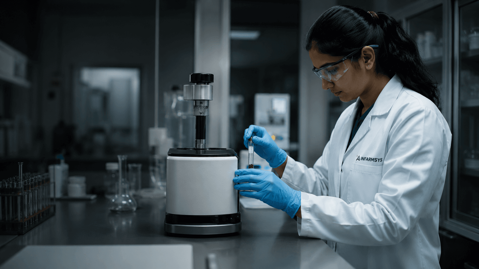 A researcher conducting validation work in the laboratory